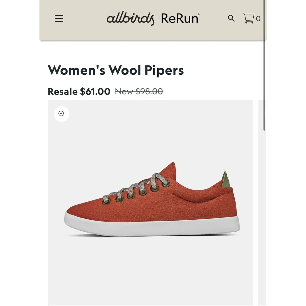 Allbirds Wool Pipers Runner Shoes Womens Size 5 WP1W5 Red Sneakers Walking